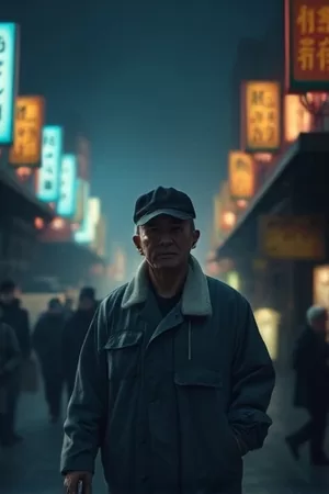 《白鸟不眠》剧照，暴雪中的疗养院窗前站着两个人影